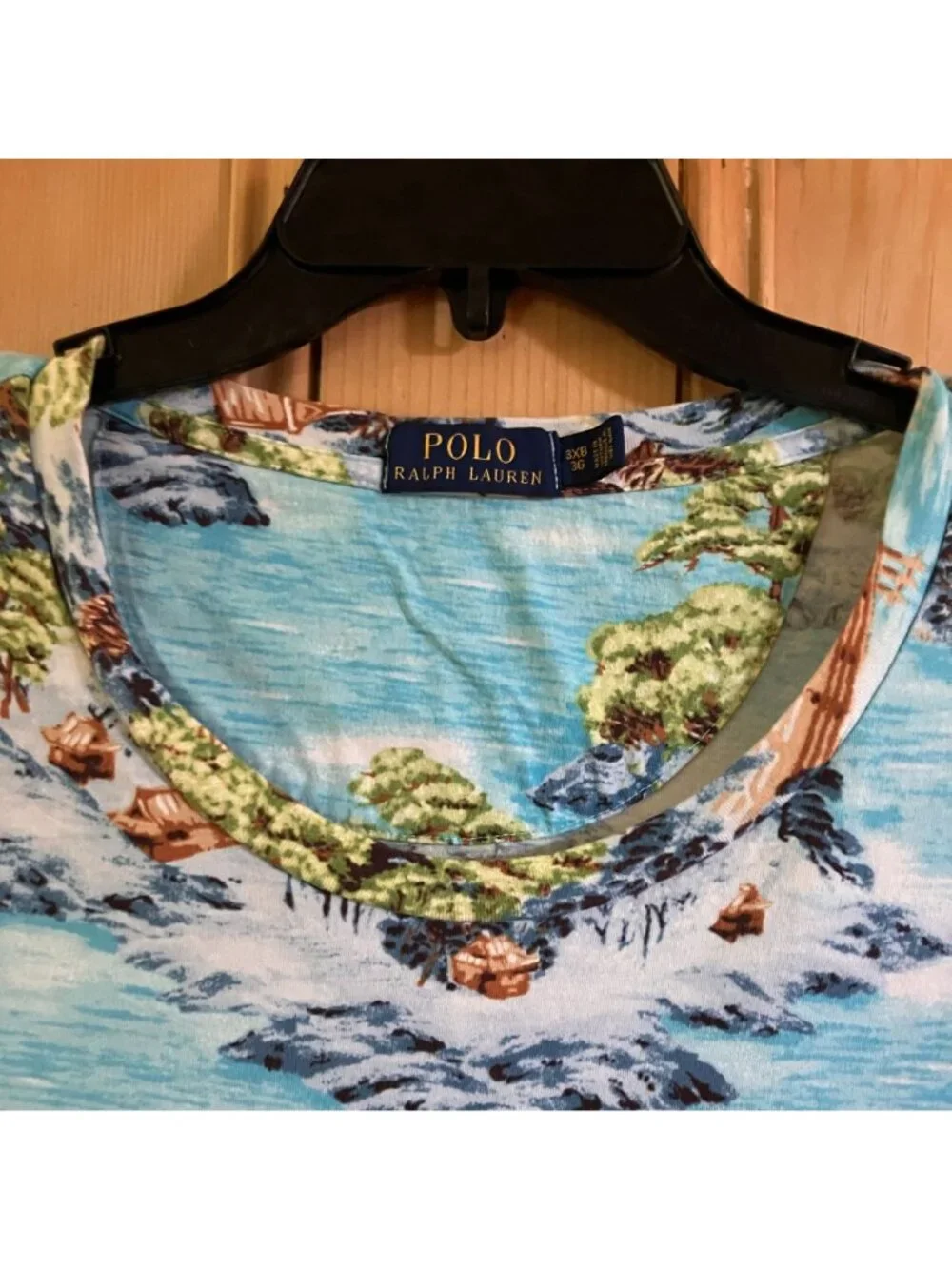 Polo Ralph Lauren Mens Vintage Y2K Tropical Pocket Shirt Size 3XB Blue SP EXC